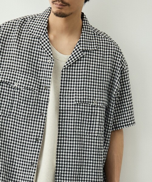 PORTER CLASSIC(ポータークラシック)の「【PORTER CLASSIC/ポータークラシック】PC-016-3979-0010/BK/KEROUAC LINEN GNGHM CK SHIRT(シャツ/ブラウス・メンズ・ブラック・M/L)」の8枚目の写真