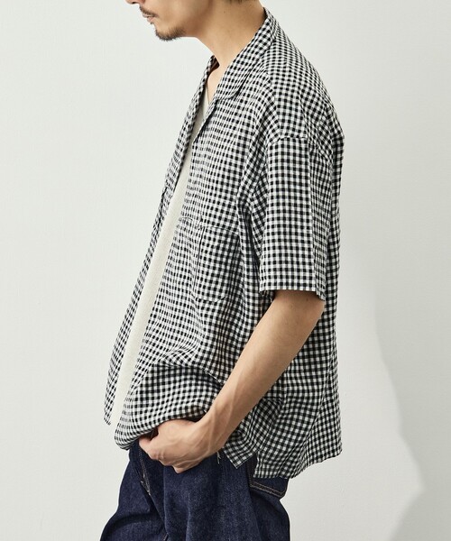 PORTER CLASSIC(ポータークラシック)の「【PORTER CLASSIC/ポータークラシック】PC-016-3979-0010/BK/KEROUAC LINEN GNGHM CK SHIRT(シャツ/ブラウス・メンズ・ブラック・M/L)」の7枚目の写真