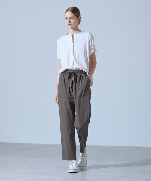 LOGEMENT DE CLAIRE(ロジュモンドクレール)の「ヘンリーハーフスリーブプルオーバー(Tシャツ/カットソー・レディース・オフホワイト/ブラウン/ブラック・FREE)」の5枚目の写真