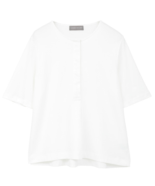 LOGEMENT DE CLAIRE(ロジュモンドクレール)の「ヘンリーハーフスリーブプルオーバー(Tシャツ/カットソー・レディース・オフホワイト/ブラウン/ブラック・FREE)」の6枚目の写真