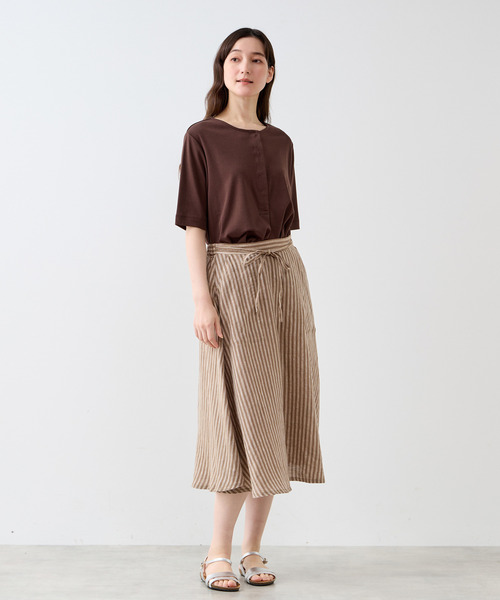 LOGEMENT DE CLAIRE(ロジュモンドクレール)の「ヘンリーハーフスリーブプルオーバー(Tシャツ/カットソー・レディース・オフホワイト/ブラウン/ブラック・FREE)」の14枚目の写真