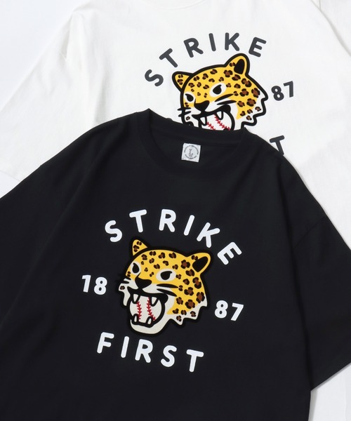 Lazar(ラザル)の「Animal Flocky SS Tee/接触冷感 オーバーサイズ アニマル柄 クジラ イヌ トラ カレッジ フロッキープリント 半袖Tシャツ/レディース メンズ(Tシャツ/カットソー・レディース・マスタード/ホワイト系その他2/ホワイト/ブラック/ホワイト系その他/ブルー・M/L)」の1枚目の写真