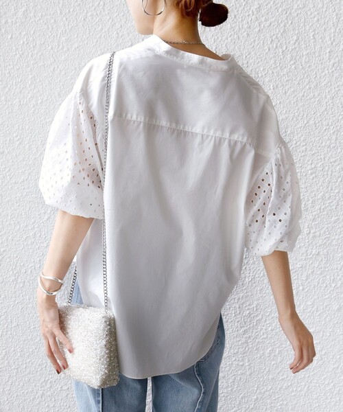SHIPS(シップス)の「〈手洗い可能〉カットワーク レース スリーブ ブラウス(シャツ/ブラウス・レディース・オフホワイト/ブラック・ONE SIZE)」の9枚目の写真