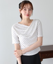 BLUEEAST | ドットドレープネックリブTシャツ(Tシャツ/カットソー)