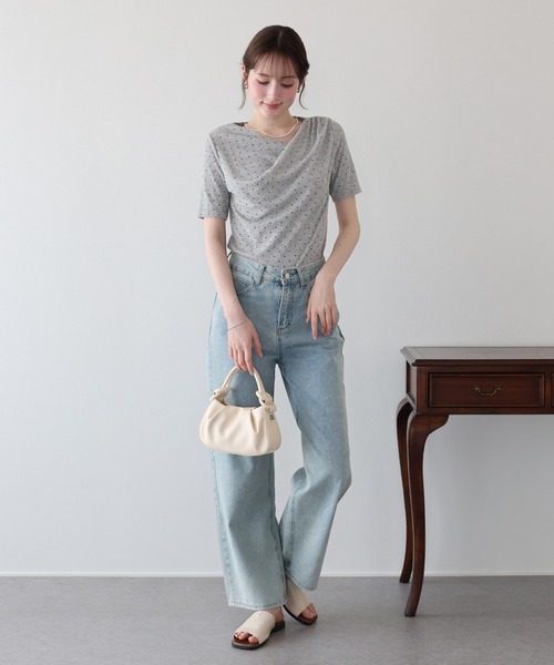 BLUEEAST(ブルーイースト)の「ドットドレープネックリブTシャツ(Tシャツ/カットソー・レディース・ホワイト/ブラック/グレー・MEDIUM)」の19枚目の写真