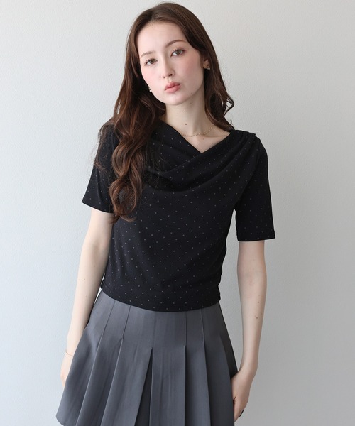 BLUEEAST(ブルーイースト)の「ドットドレープネックリブTシャツ(Tシャツ/カットソー・レディース・ホワイト/ブラック/グレー・MEDIUM)」の20枚目の写真