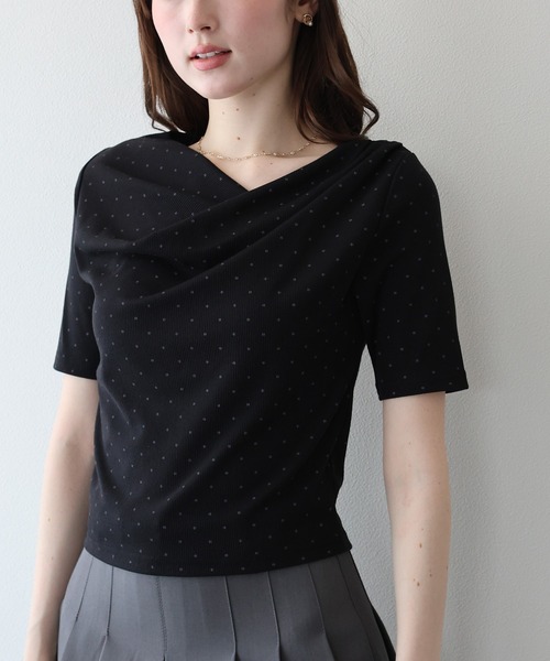 BLUEEAST(ブルーイースト)の「ドットドレープネックリブTシャツ(Tシャツ/カットソー・レディース・ホワイト/ブラック/グレー・MEDIUM)」の21枚目の写真