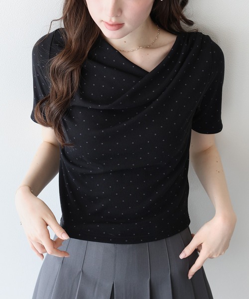 BLUEEAST(ブルーイースト)の「ドットドレープネックリブTシャツ(Tシャツ/カットソー・レディース・ホワイト/ブラック/グレー・MEDIUM)」の22枚目の写真