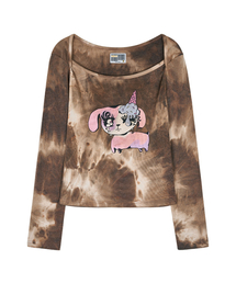 youthbath | Graphic washed long sleeve_brown(Tシャツ/カットソー)