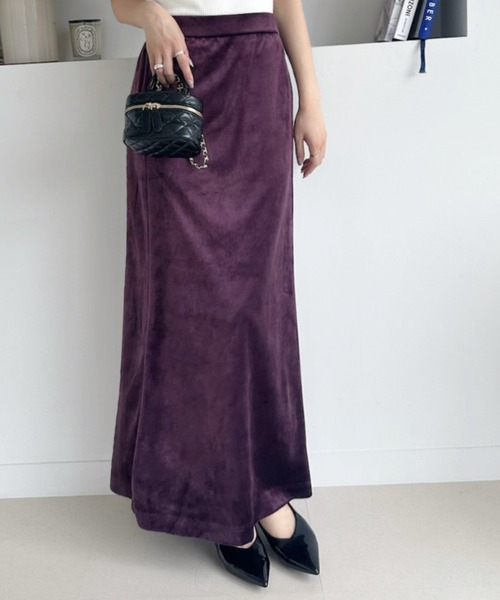 umune(ウムネ)の「秋冬コーデを格上げ♪シックに決まるベロアナロースカート(スカート・レディース・ブラウン/バーガンディー/ブラック・FREE)」の8枚目の写真