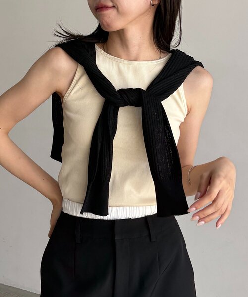 CAPRICIEUX LE'MAGE(カプリシューレマージュ)の「【バックオープン】カップ付アメスリタンク(キャミソール・レディース・イエロー/ホワイト/ブラック/ブラウン・36/38)」の10枚目の写真