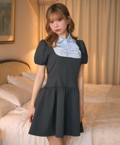 TITTY&CO.（ティティーアンドコー）の「ギャザーシャツドッキングワンピース（ワンピース・レディース・グレー/ブラック・FREE）」の11枚目の写真