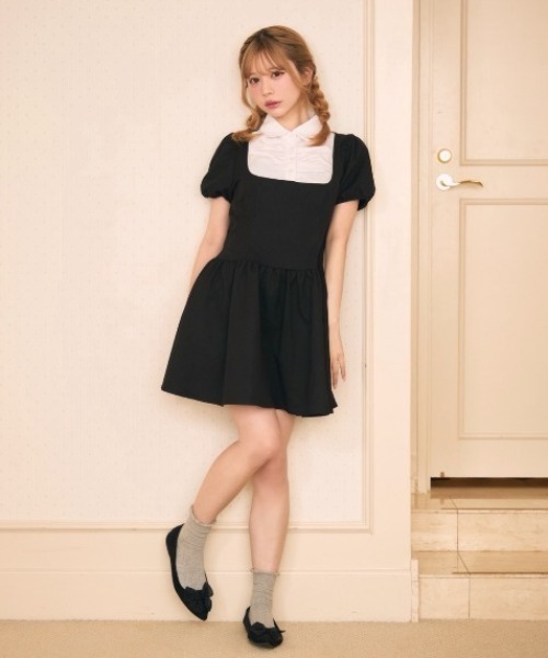 TITTY&CO.（ティティーアンドコー）の「ギャザーシャツドッキングワンピース（ワンピース・レディース・グレー/ブラック・FREE）」の16枚目の写真