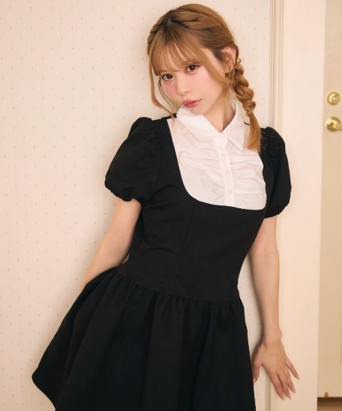 TITTY&CO.（ティティーアンドコー）の「ギャザーシャツドッキングワンピース（ワンピース・レディース・グレー/ブラック・FREE）」の17枚目の写真