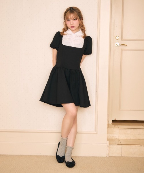 TITTY&CO.（ティティーアンドコー）の「ギャザーシャツドッキングワンピース（ワンピース・レディース・グレー/ブラック・FREE）」の21枚目の写真