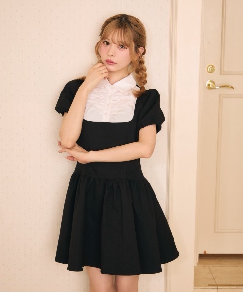 TITTY&CO.（ティティーアンドコー）の「ギャザーシャツドッキングワンピース（ワンピース・レディース・グレー/ブラック・FREE）」の13枚目の写真
