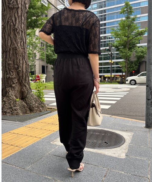 Jena espace merveilleux（ジェナ　エスパスメルヴェイユ）の「【PalinkA/パリンカ】ハーフスリーブレースTシャツ（Tシャツ/カットソー・レディース・ブラウン/オフホワイト/ブラック・FREE）」の6枚目の写真