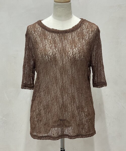 Jena espace merveilleux（ジェナ　エスパスメルヴェイユ）の「【PalinkA/パリンカ】ハーフスリーブレースTシャツ（Tシャツ/カットソー・レディース・ブラウン/オフホワイト/ブラック・FREE）」の17枚目の写真