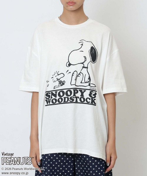 4GEEKS BY SPIRALGIRL(フォーギークスバイスパイラルガール)の「【PEANUTS/SNOOPY&WOODSTOCK】スヌーピー&ウッドストックTシャツ(Tシャツ/カットソー・レディース・ホワイト・FREE)」の8枚目の写真