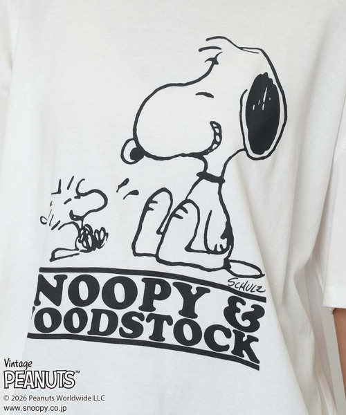 4GEEKS BY SPIRALGIRL(フォーギークスバイスパイラルガール)の「【PEANUTS/SNOOPY&WOODSTOCK】スヌーピー&ウッドストックTシャツ(Tシャツ/カットソー・レディース・ホワイト・FREE)」の12枚目の写真