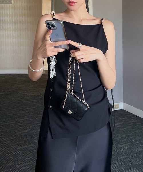 Aelina(エリナ)の「イレギュラーキャミソール(キャミソール・レディース・グレー/ブラック・FREE)」の8枚目の写真
