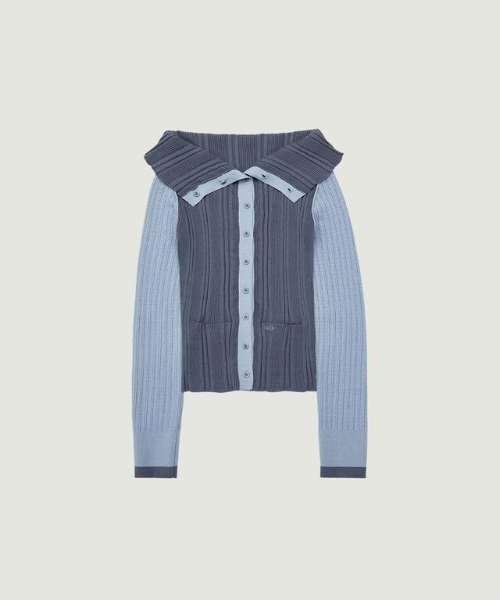 GRVRGROVE(グローブ)の「PONI OFF-SHOULDER KNIT(ニット/セーター・レディース・ブルー/アイボリー・フリー)」の1枚目の写真