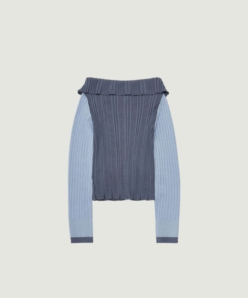 GRVRGROVE(グローブ)の「PONI OFF-SHOULDER KNIT(ニット/セーター・レディース・ブルー/アイボリー・フリー)」の3枚目の写真