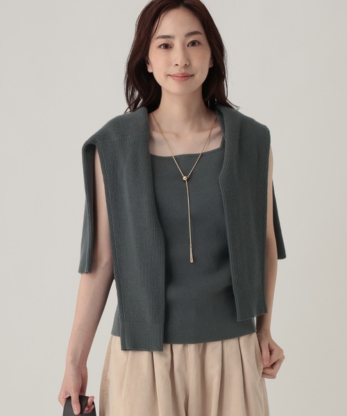 Elura(エルーラ)の「コットンバルキー2WAYタンク/1052466(タンクトップ・レディース・ブルー/オフホワイト/チャコールグレー・FREE)」の7枚目の写真