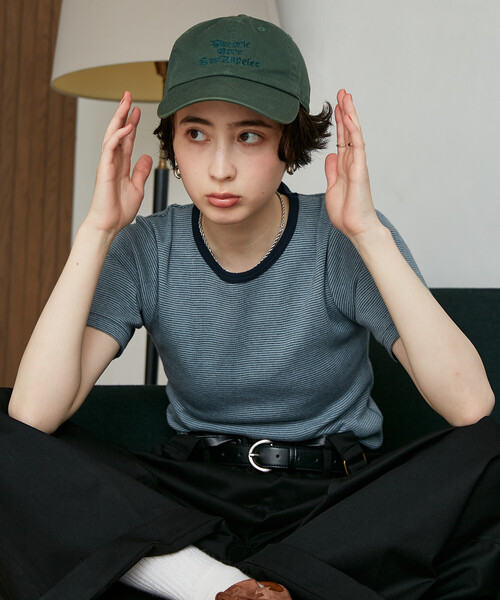 FREAK'S STORE(フリークスストア)の「MILLER × FREAK'S STORE/ミラー 別注 Panel Rib Half Sleeve Tee/ 別注パネルリブ 半袖Tシャツ/ボーダー リブ Tシャツ(Tシャツ/カットソー・レディース・オフホワイト/レッド/ブルー/ブラック/ブラウン・フリ-)」の5枚目の写真