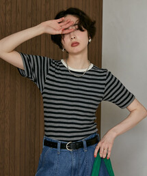 MILLER（ミラー）の「MILLER × FREAK'S STORE/ミラー 別注 Panel Rib Half Sleeve Tee/ 別注パネルリブ 半袖Tシャツ/ボーダー リブ Tシャツ（Tシャツ/カットソー）」