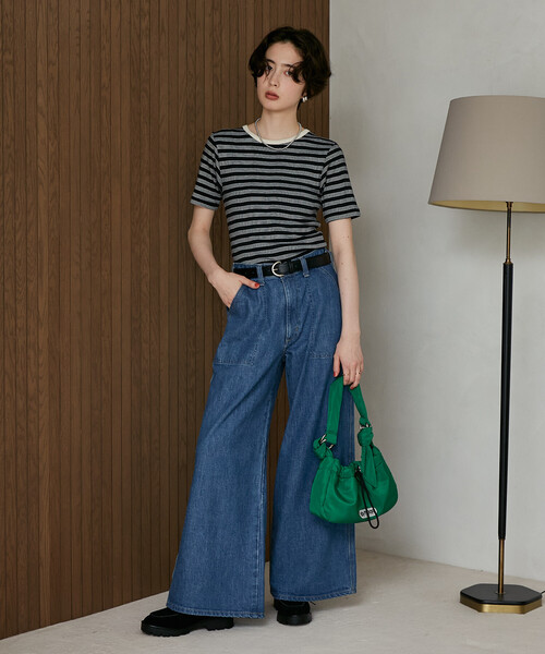 FREAK'S STORE(フリークスストア)の「MILLER × FREAK'S STORE/ミラー 別注 Panel Rib Half Sleeve Tee/ 別注パネルリブ 半袖Tシャツ/ボーダー リブ Tシャツ(Tシャツ/カットソー・レディース・オフホワイト/レッド/ブルー/ブラック/ブラウン・フリ-)」の22枚目の写真