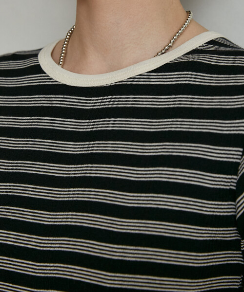 FREAK'S STORE(フリークスストア)の「MILLER × FREAK'S STORE/ミラー 別注 Panel Rib Half Sleeve Tee/ 別注パネルリブ 半袖Tシャツ/ボーダー リブ Tシャツ(Tシャツ/カットソー・レディース・オフホワイト/レッド/ブルー/ブラック/ブラウン・フリ-)」の17枚目の写真