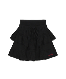 PUNCHING LACE RUFFLE MINI SKIRT_BLACK