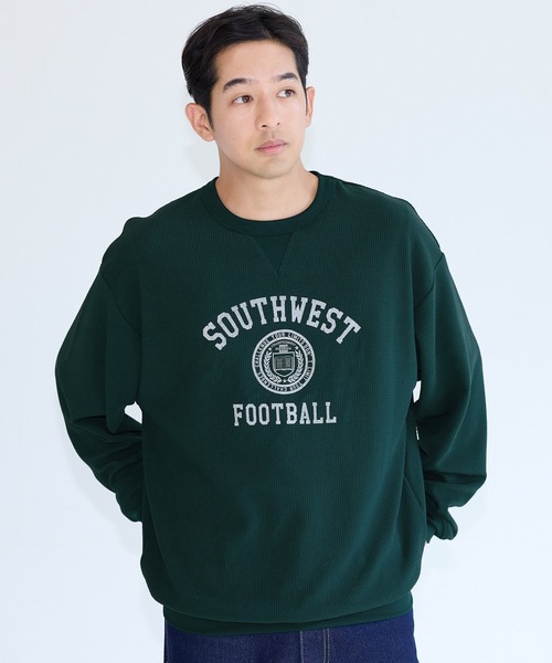coca(coca)(コカ)の「エンボススウェット風プリントワイドロンT(Tシャツ/カットソー・メンズ・ブラック/ダークグリーン・XL/M/L)」の2枚目の写真