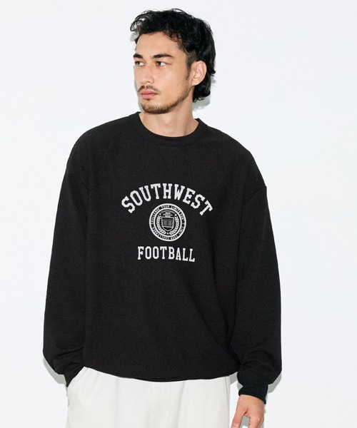 coca(coca)(コカ)の「エンボススウェット風プリントワイドロンT(Tシャツ/カットソー・メンズ・ブラック/ダークグリーン・XL/M/L)」の3枚目の写真