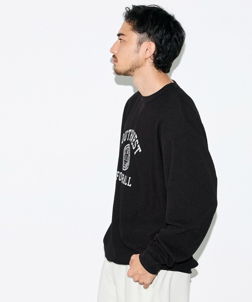 coca(coca)(コカ)の「エンボススウェット風プリントワイドロンT(Tシャツ/カットソー・メンズ・ブラック/ダークグリーン・XL/M/L)」の4枚目の写真