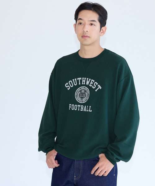 coca(coca)(コカ)の「エンボススウェット風プリントワイドロンT(Tシャツ/カットソー・メンズ・ブラック/ダークグリーン・XL/M/L)」の8枚目の写真