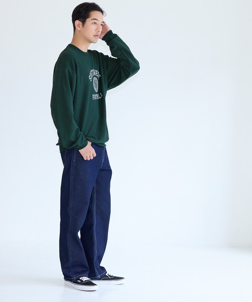 coca(coca)(コカ)の「エンボススウェット風プリントワイドロンT(Tシャツ/カットソー・メンズ・ブラック/ダークグリーン・XL/M/L)」の9枚目の写真