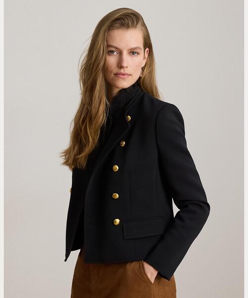 LAUREN RALPH LAUREN(ローレン ラルフ ローレン)の「ダブルブレステッド セーブル クレープ ジャケット(テーラードジャケット・レディース・ブラック系1・2/0/4/6)」の1枚目の写真