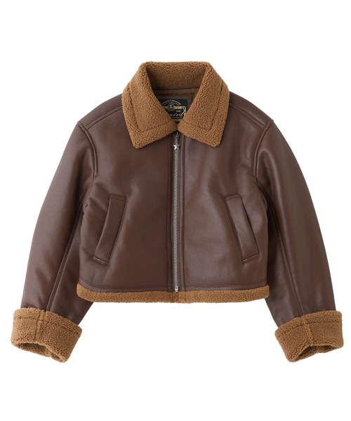 X-girl（エックスガール）の「FAUX MOUTON JACKET（ムートンコート・レディース・ブラウン/オレンジ/ブラック・S/M）」の2枚目の写真