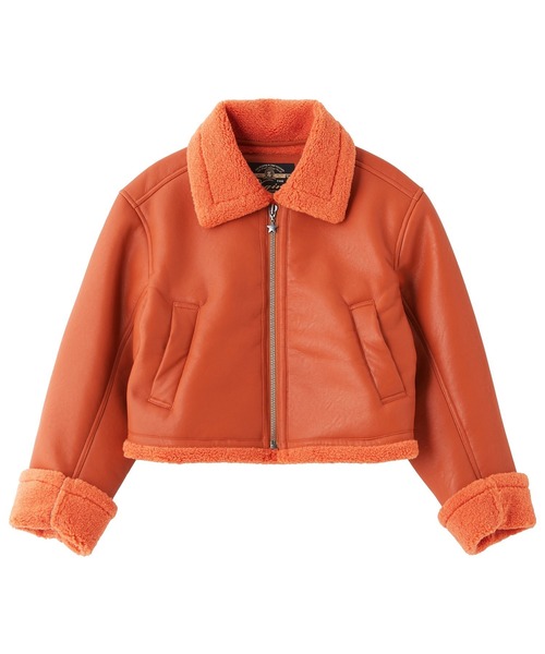 X-girl（エックスガール）の「FAUX MOUTON JACKET（ムートンコート・レディース・ブラウン/オレンジ/ブラック・S/M）」の3枚目の写真