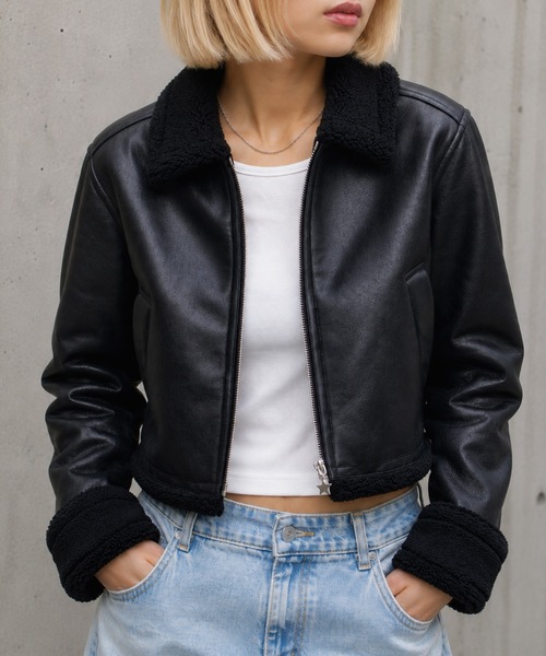 X-girl（エックスガール）の「FAUX MOUTON JACKET（ムートンコート・レディース・ブラウン/オレンジ/ブラック・S/M）」の11枚目の写真