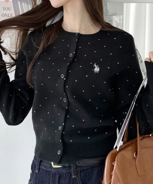 U.S. POLO ASSN.(ユーエスポロアッスン)の「【Ada.別注 U.S. POLO ASSN.】 ショート丈 コンパクト ドット カーディガン(カーディガン/ボレロ・レディース・サックスブルー/アイボリー/ブラック・S/M)」の8枚目の写真