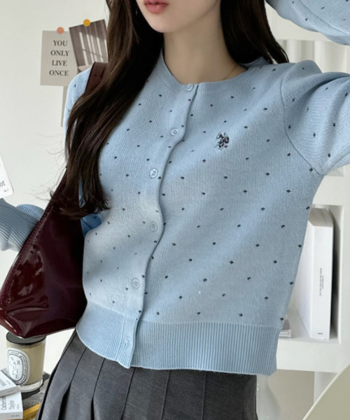 U.S. POLO ASSN.(ユーエスポロアッスン)の「【Ada.別注 U.S. POLO ASSN.】 ショート丈 コンパクト ドット カーディガン(カーディガン/ボレロ・レディース・サックスブルー/アイボリー/ブラック・S/M)」の12枚目の写真