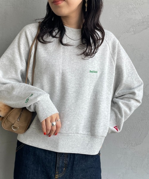 Healthknit（ヘルスニット）の「【WEB先行予約】[HEALTHKNIT/ヘルスニット] 別注 ショート丈 クラシックラグランスリーブスウェット（スウェット・レディース・アッシュグレー/ブラック/ネイビー/サックスブルー/ピンク・F）」の2枚目の写真