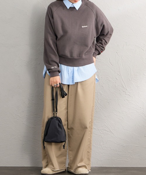 Healthknit（ヘルスニット）の「【WEB先行予約】[HEALTHKNIT/ヘルスニット] 別注 ショート丈 クラシックラグランスリーブスウェット（スウェット・レディース・アッシュグレー/ブラック/ネイビー/サックスブルー/ピンク・F）」の6枚目の写真