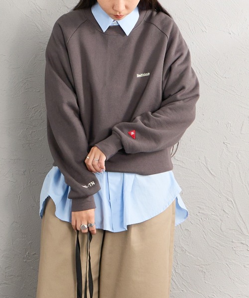 Healthknit（ヘルスニット）の「【WEB先行予約】[HEALTHKNIT/ヘルスニット] 別注 ショート丈 クラシックラグランスリーブスウェット（スウェット・レディース・アッシュグレー/ブラック/ネイビー/サックスブルー/ピンク・F）」の13枚目の写真