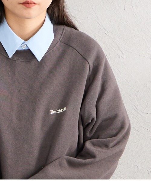 Healthknit（ヘルスニット）の「【WEB先行予約】[HEALTHKNIT/ヘルスニット] 別注 ショート丈 クラシックラグランスリーブスウェット（スウェット・レディース・アッシュグレー/ブラック/ネイビー/サックスブルー/ピンク・F）」の19枚目の写真