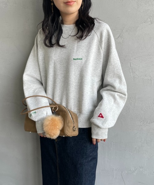 Healthknit（ヘルスニット）の「【WEB先行予約】[HEALTHKNIT/ヘルスニット] 別注 ショート丈 クラシックラグランスリーブスウェット（スウェット・レディース・アッシュグレー/ブラック/ネイビー/サックスブルー/ピンク・F）」の21枚目の写真