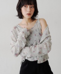 【着回し力◎/花柄&無地】モヘアフラワーアンサンブルニット